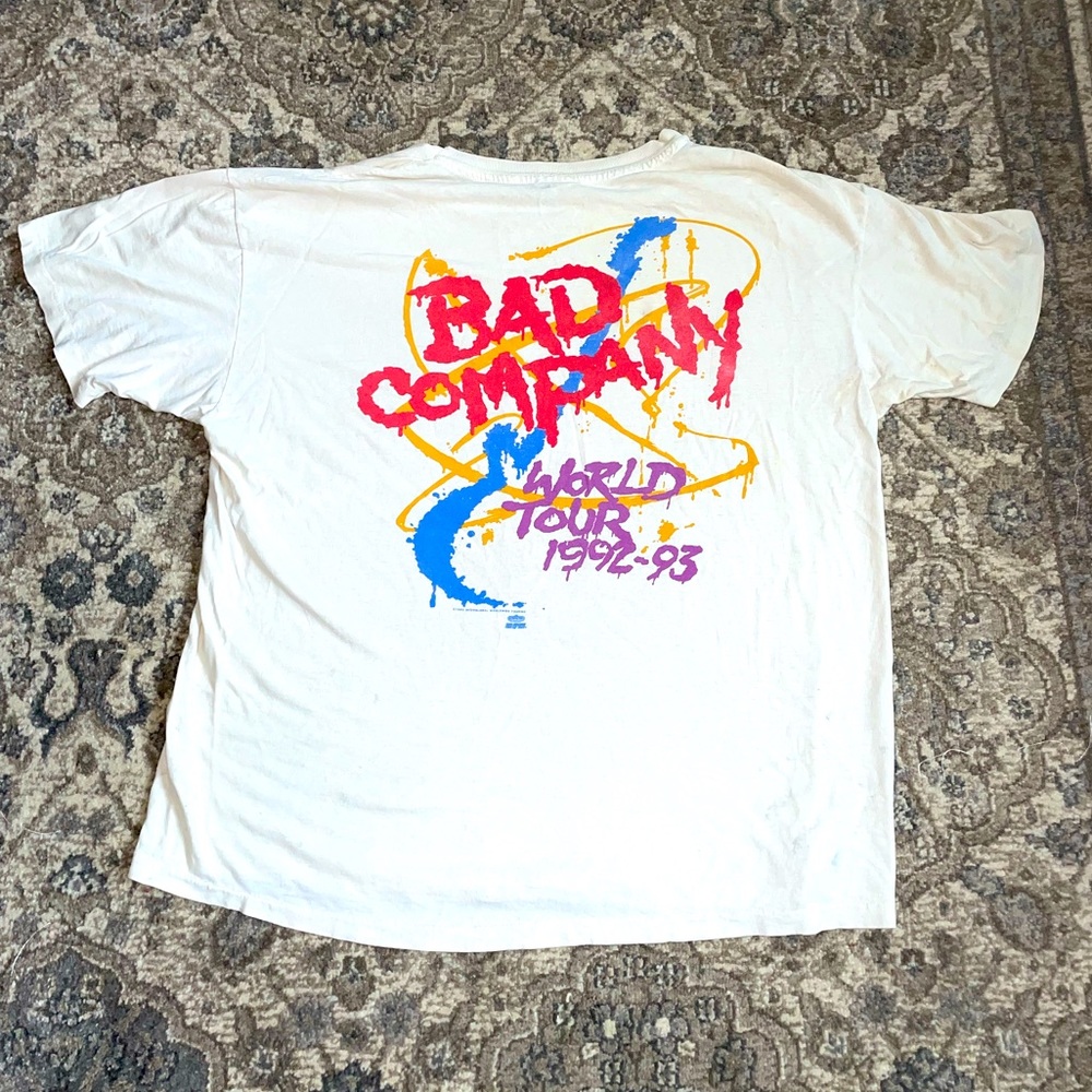 Vintage 1992-93 bad company world tour band Tshirt here comes trouble L